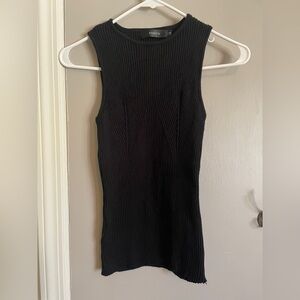 Zesica Elegant Black Ribbed Tank Top